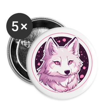 Wolf Anime - Buttons large 2.2''/56 mm (5-pack) - white - Front