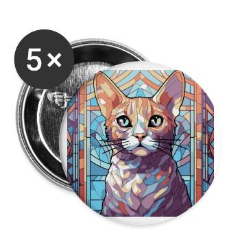 Coloré égyptien Mau Race Peinture Aquarelle - Lot de 5 grands badges (56 mm) - blanc - Devant