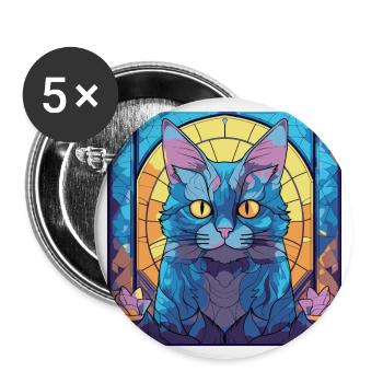 Colorful Chartreux Cat Breed Watercolor Painting - Buttons large 2.2''/56 mm (5-pack) - white - Front