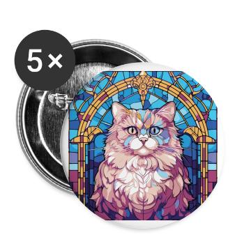 Bunte persische Katzenrasse Aquarellmalerei - Buttons groß 56 mm (5er Pack) - Weiß - Vorne