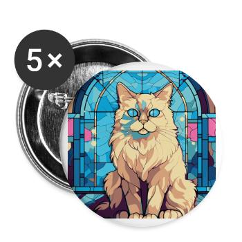 Bunte Ragdoll-Katzenrasse Aquarellmalerei - Buttons groß 56 mm (5er Pack) - Weiß - Vorne