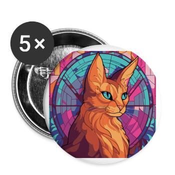 Buntes Aquarellgemälde der Somali-Katzenrasse - Buttons groß 56 mm (5er Pack) - Weiß - Vorne