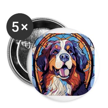 Colorful Bernese Mountain Dog Breed Watercolor Gla - Buttons large 2.2''/56 mm (5-pack) - white - Front