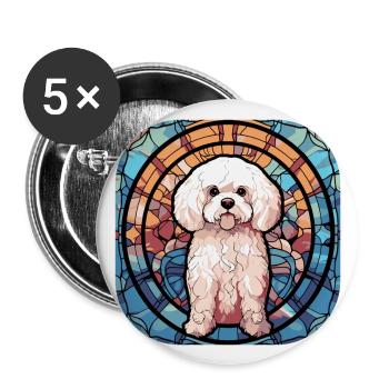Bichon Frise coloré Dog Breed Aquarelle Glass P - Lot de 5 grands badges (56 mm) - blanc - Devant
