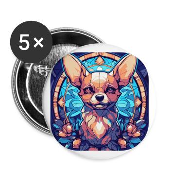 Coloré Chihuahua Chien Race Aquarelle Verre Douleur - Lot de 5 grands badges (56 mm) - blanc - Devant