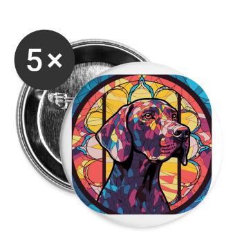 Coloré allemand pointeur à poil court chien race Waterc - Lot de 5 grands badges (56 mm) - blanc - Devant