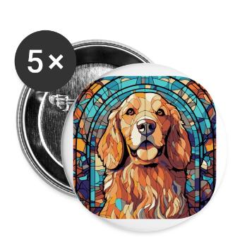 Colorful Golden Retriever Dog Breed Watercolor - Buttons large 2.2''/56 mm (5-pack) - white - Front