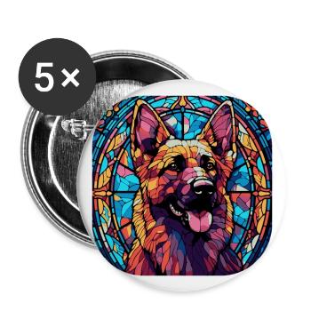 Colorful German Shepherd Dog Breed Watercolor Glas - Buttons large 2.2''/56 mm (5-pack) - white - Front