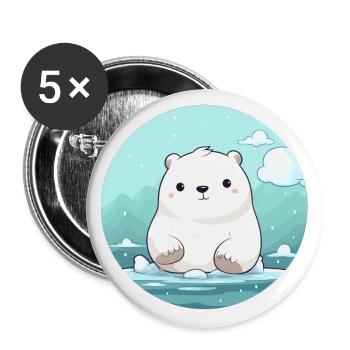 mignon petit ours polaire - Lot de 5 grands badges (56 mm) - blanc - Devant