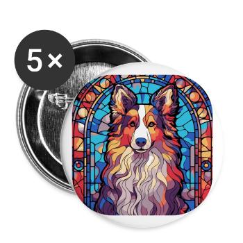 Coloré Shetland Sheepdog Dog Race Aquarelle - Lot de 5 grands badges (56 mm) - blanc - Devant