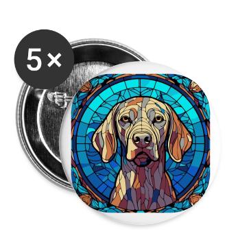 Peinture à l’aquarelle colorée de race de chien Weimaraner - Lot de 5 grands badges (56 mm) - blanc - Devant