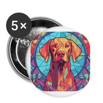 Colorful Vizsla Dog Breed Watercolor Glass Paintin - Buttons large 2.2''/56 mm (5-pack) - white - Front