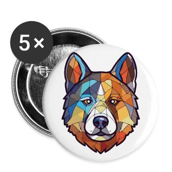 Akita Dog Watercolor Colorful Painting - Buttons large 2.2''/56 mm (5-pack) - white - Front