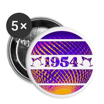 Jahrgang 1954 - 70 Geburtstag - Buttons groß 56 mm (5er Pack) - Weiß - Vorne