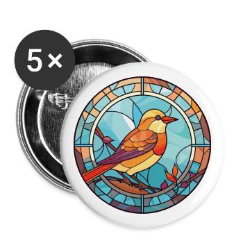Oiseau coloré Aquarelle Animal Animal Illustration - Lot de 5 grands badges (56 mm) - blanc - Devant