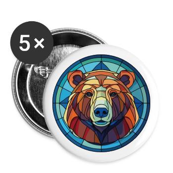 Bär Buntes Aquarell Tier Haustier Illustration - Buttons groß 56 mm (5er Pack) - Weiß - Vorne