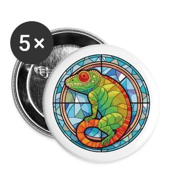 Chameleon Colorful Watercolor Animal Illustration - Buttons large 2.2''/56 mm (5-pack) - white - Front