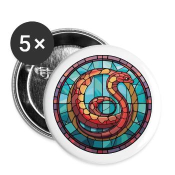Cobra Colorful Aquarelle Animal Animal Illustration - Lot de 5 grands badges (56 mm) - blanc - Devant