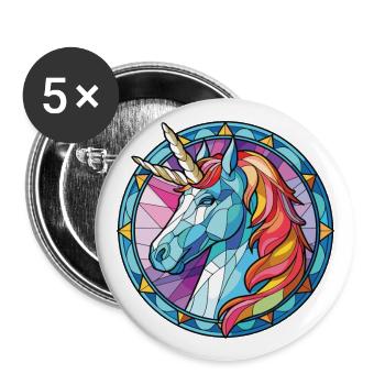 Unicorn Colorful Watercolor Animal Illustration - Buttons large 2.2''/56 mm (5-pack) - white - Front