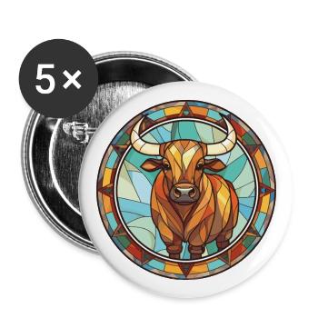 Bull Colorful Watercolor Animal Pet Illustration - Buttons large 2.2''/56 mm (5-pack) - white - Front