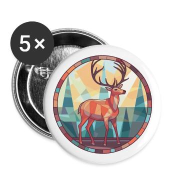 Deer Colorful Watercolor Animal Pet Illustration - Buttons large 2.2''/56 mm (5-pack) - white - Front