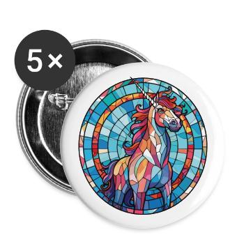 Unicorn Colorful Watercolor Animal Illustration - Buttons large 2.2''/56 mm (5-pack) - white - Front