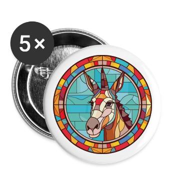Donkey Colorful Watercolor Animal Pet Illustration - Buttons large 2.2''/56 mm (5-pack) - white - Front