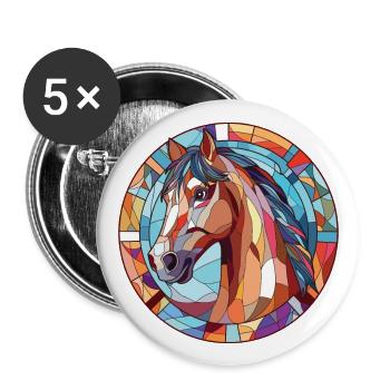 Cheval Aquarelle colorée Animal Animal Illustration - Lot de 5 grands badges (56 mm) - blanc - Devant