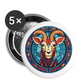 Goat Colorful Watercolor Animal Pet Illustration - Buttons large 2.2''/56 mm (5-pack) - white - Front