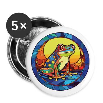 Frosch Buntes Aquarell Tier Haustier Illustration - Buttons groß 56 mm (5er Pack) - Weiß - Vorne