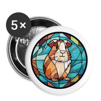 Guinea Pig Colorful Watercolor Animal Illustration - Buttons large 2.2''/56 mm (5-pack) - white - Front
