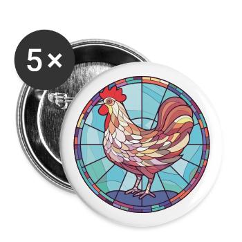 Henne Buntes Aquarell Tier Haustier Illustration - Buttons groß 56 mm (5er Pack) - Weiß - Vorne