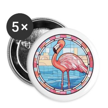 Flamingo Colorful Watercolor Animal Illustration - Buttons large 2.2''/56 mm (5-pack) - white - Front