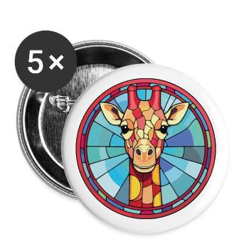 Giraffe Colorful Watercolor Animal Illustration - Buttons large 2.2''/56 mm (5-pack) - white - Front