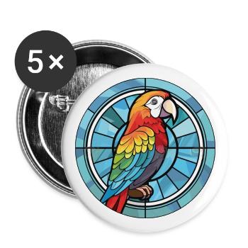 Papagei Buntes Aquarell Tier Haustier Illustration - Buttons groß 56 mm (5er Pack) - Weiß - Vorne