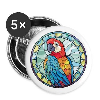 Papagei Buntes Aquarell Tier Haustier Illustration - Buttons groß 56 mm (5er Pack) - Weiß - Vorne