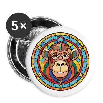 Monkey Colorful Watercolor Animal Pet Illustration - Buttons large 2.2''/56 mm (5-pack) - white - Front