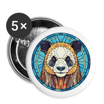 Panda Colorful Watercolor Animal Pet Illustration - Buttons large 2.2''/56 mm (5-pack) - white - Front