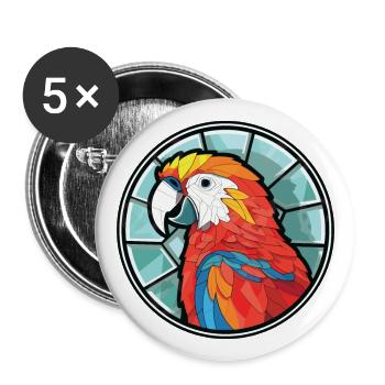Papagei Buntes Aquarell Tier Haustier Illustration - Buttons groß 56 mm (5er Pack) - Weiß - Vorne