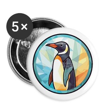 Penguin Colorful Watercolor Animal Illustration - Buttons large 2.2''/56 mm (5-pack) - white - Front