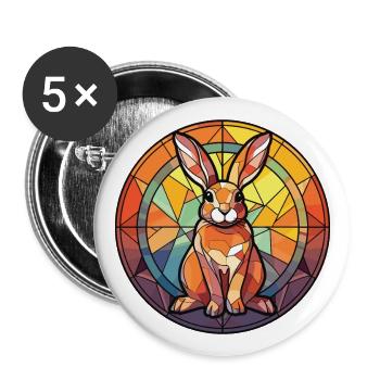 Rabbit Colorful Watercolor Animal Pet Illustration - Buttons large 2.2''/56 mm (5-pack) - white - Front