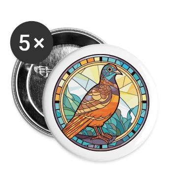 Caille colorée Aquarelle Animal Animal Illustration - Lot de 5 grands badges (56 mm) - blanc - Devant