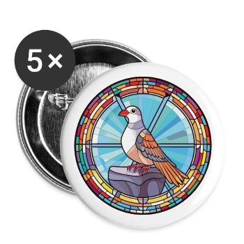 Pigeon Colorful Watercolor Animal Pet Illustration - Buttons large 2.2''/56 mm (5-pack) - white - Front