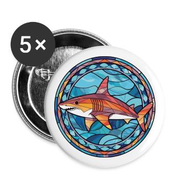 Shark Colorful Watercolor Animal Pet Illustration - Buttons large 2.2''/56 mm (5-pack) - white - Front