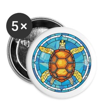Schildkröte Buntes Aquarell Tier Haustier Illustration - Buttons groß 56 mm (5er Pack) - Weiß - Vorne