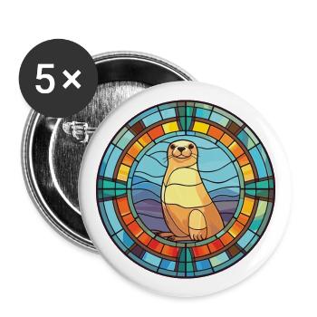 Seal Colorful Aquarelle Animal Animal Illustration - Lot de 5 grands badges (56 mm) - blanc - Devant
