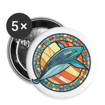Wal Buntes Aquarell Tier Haustier Illustration - Buttons groß 56 mm (5er Pack) - Weiß - Vorne