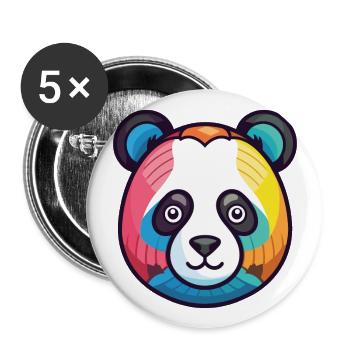 Panda Colorful Watercolor Animal Pet Illustration - Buttons large 2.2''/56 mm (5-pack) - white - Front