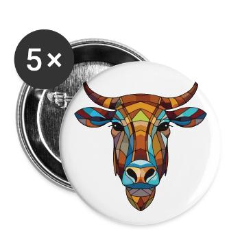 Kuh Buntes Aquarell Tier Haustier Illustration - Buttons groß 56 mm (5er Pack) - Weiß - Vorne
