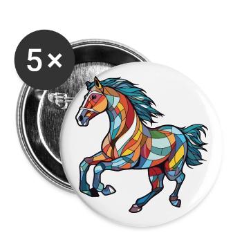 Horse Running Gallop Colorful Watercolor Animal - Buttons large 2.2''/56 mm (5-pack) - white - Front